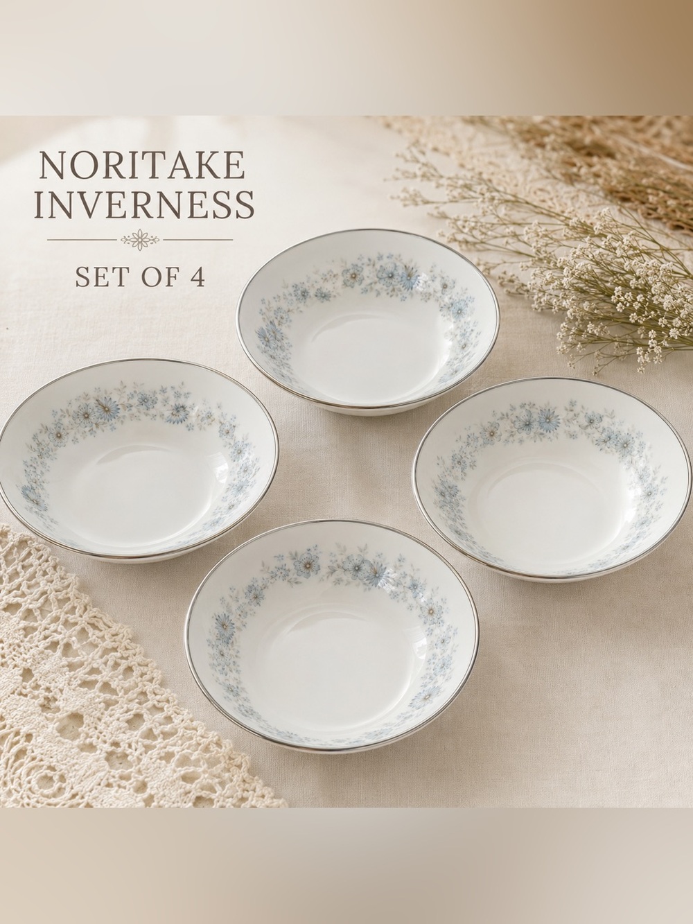 Vintage Noritake Inverness 6716 Fruit Dessert Bowls Set of 4 Grandmacore